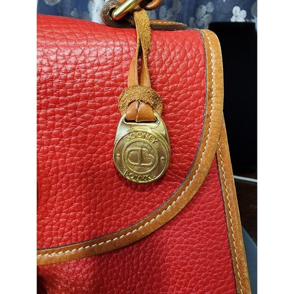 80s Dooney & Bourke Carpet Bag Small Persimmon Red Purse Satchel Tote Crossbody - Picture 4 of 16